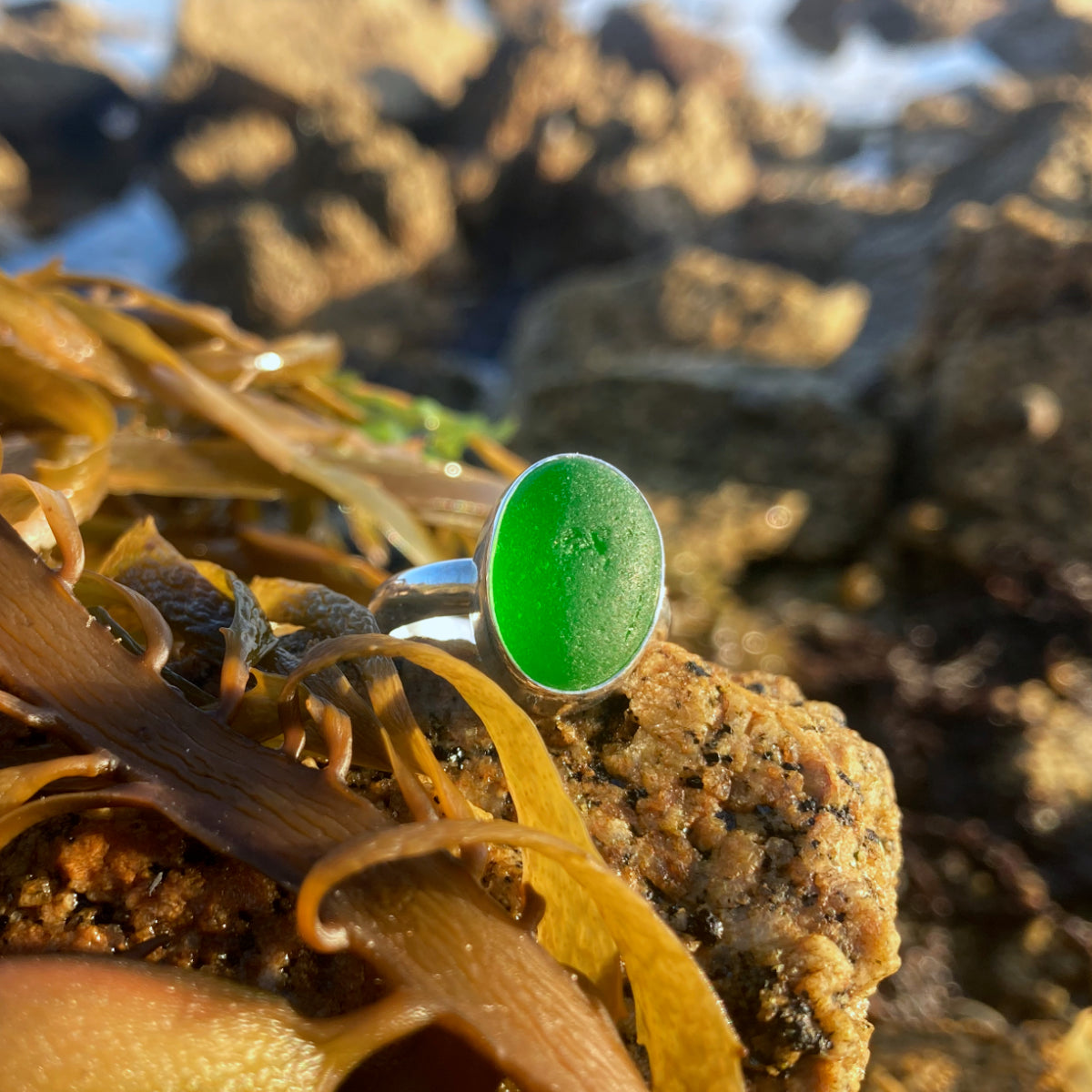 Green on sale glass ring