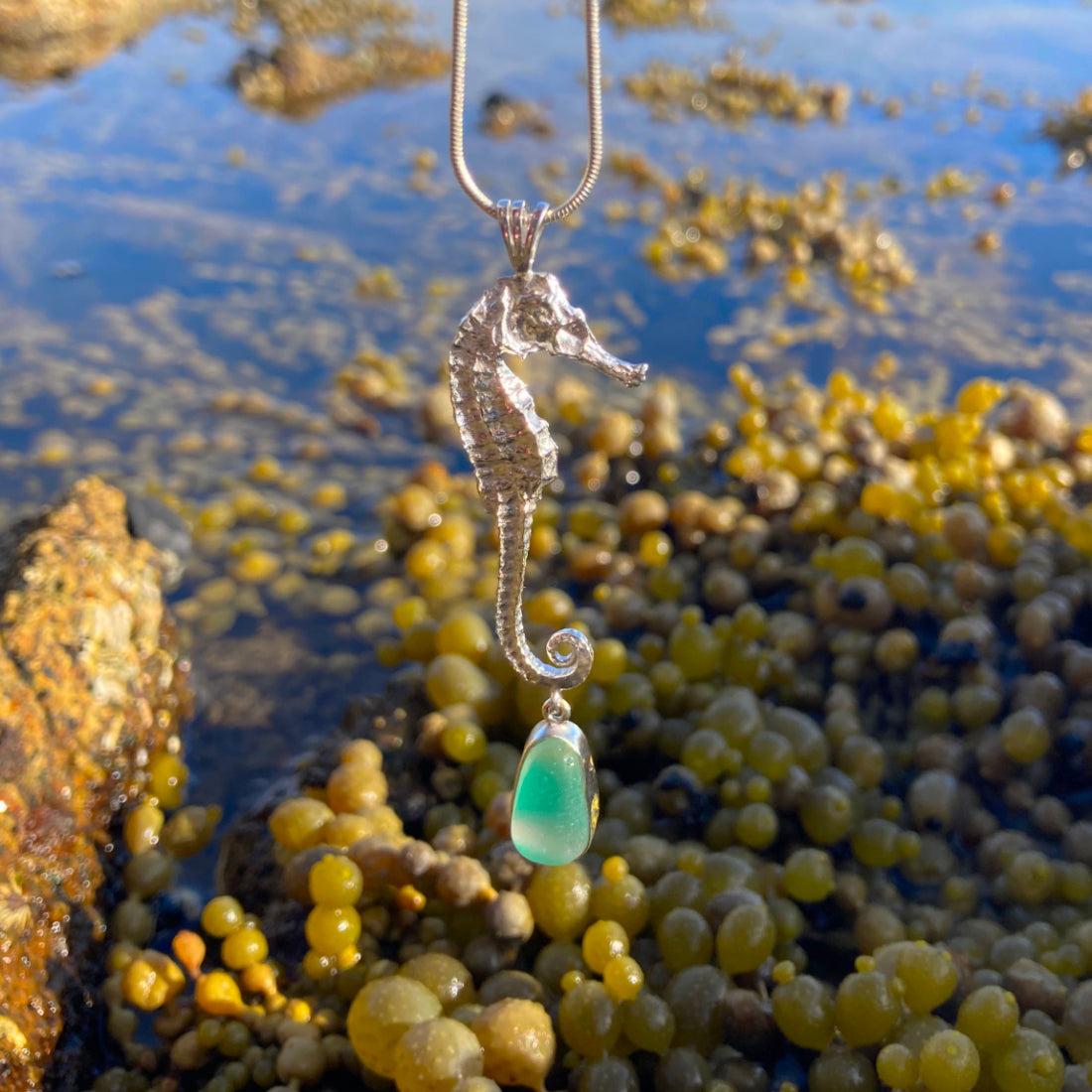 Seahorse Necklace Pendant with 18